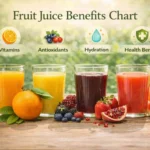 Fruit juice benefits chart comparing health benefits of different fruit juices