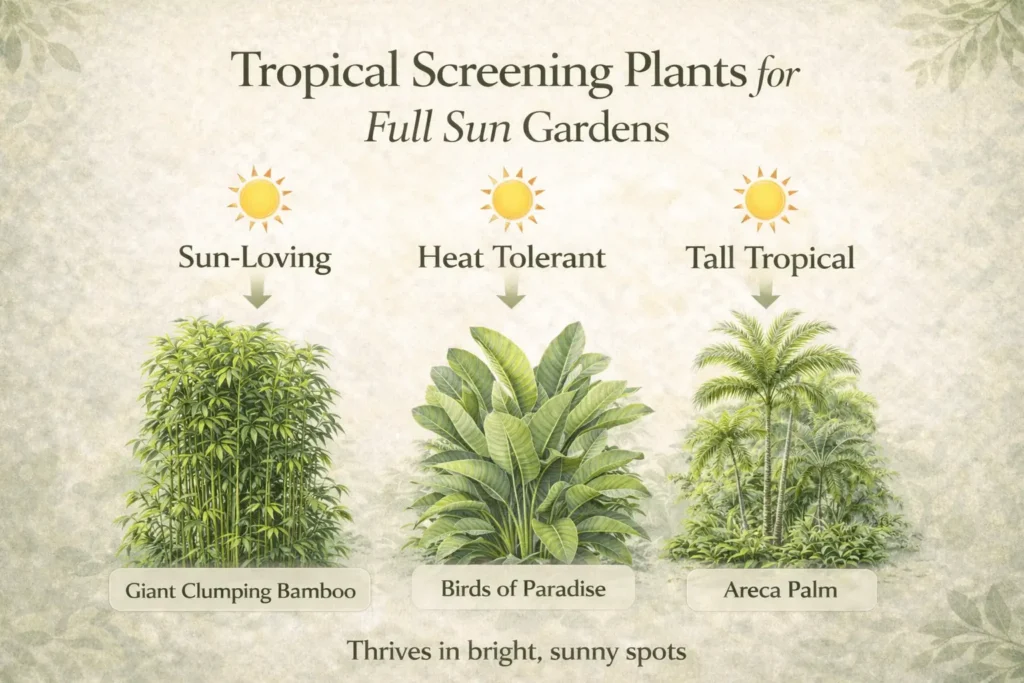 tropical screening plants that thrive in full sun garden conditions