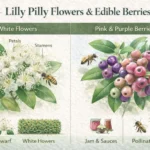 Infographic showing lilly pilly white flowers and edible berries