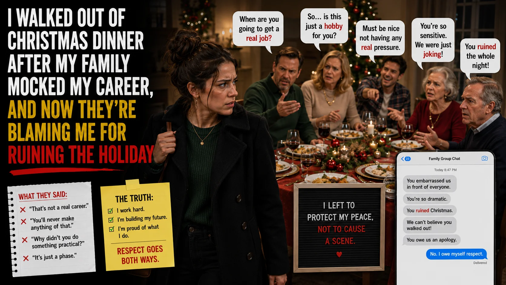 I Walked Out of Christmas Dinner After My Family Mocked My Career, and Now They're Blaming Me for Ruining the Holiday